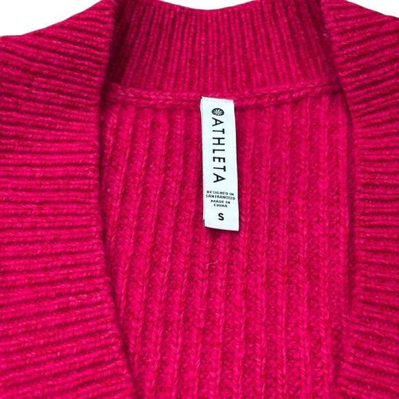 Athleta Shasta V-Neck Sweater Pink Size S Wool Blend Knitted Oversized Comfy - Picture 3 of 8